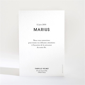 Remerciement naissance tendre bisou - Dos de la carte