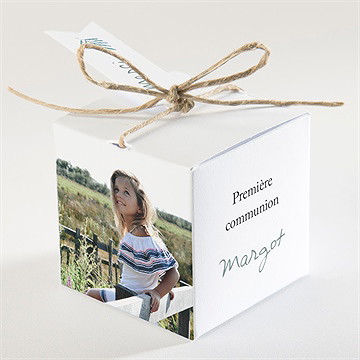 Boîte de dragées communion aquarelle sacrée - Dos de la boîte