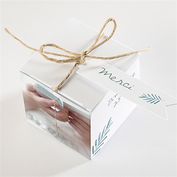 Boîte de dragées communion aquarelle sacrée - Dessus de la boîte