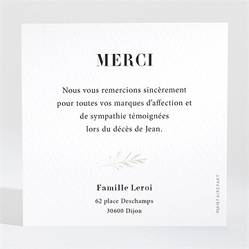 Remerciement décès ornement - Dos du remerciement