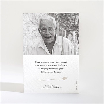 Remerciement décès bracelet et fleurs - Dos du remerciement