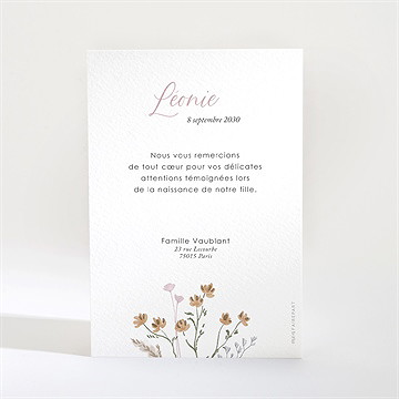 Remerciement naissance pétillante - Dos de la carte