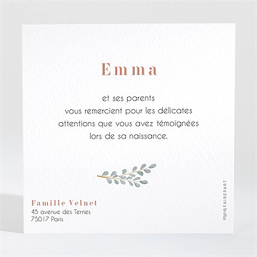 Remerciement naissance petite tribu - Dos du remerciement