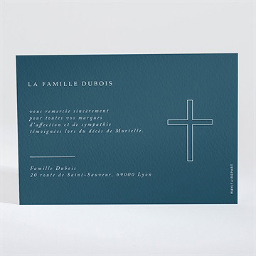 Remerciement décès hommage familial - Dos du remerciement