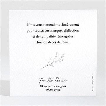 Remerciement décès présent et mémoire carré - Dos du remerciement