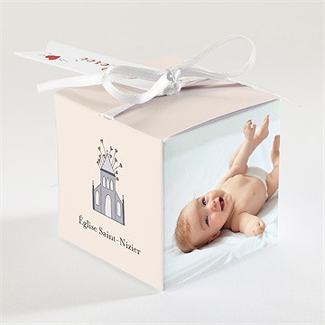 Boîte de dragées baptême lovely vintage - Détail de la boîte