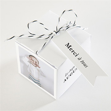 Boîte de dragées baptême joyeuse colombe - Dessus de la boîte