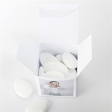 Boîte de dragées baptême joyeuse colombe - Intérieur de la boîte