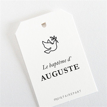 Etiquette baptême joyeuse colombe - Dos de l'étiquette