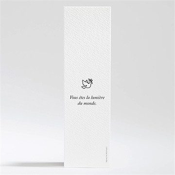 Signet baptême joyeuse colombe - Dos du signet