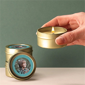 Bougie communion tampon étoilé - Bougie allumée