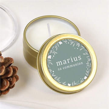 Bougie communion gaufrage émeraude