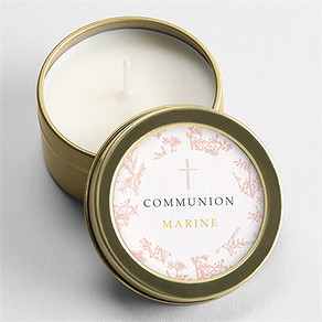 Bougie communion gravures végétales