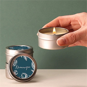 Bougie souvenir feuillages buccoliques - Bougie allumée