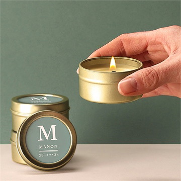 Bougie baptême annonce en or - Bougie allumée