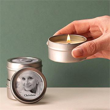 Bougie souvenir tendrement en photo - Bougie allumée