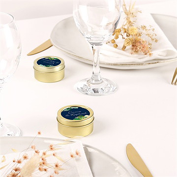 Bougie mariage en bleu et vert - Mise en situation