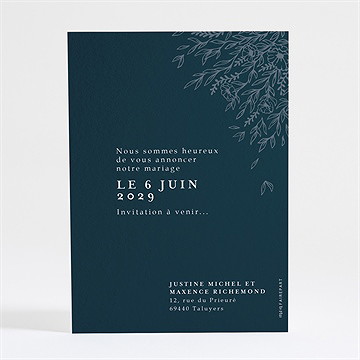 Save the Date mariage bleu royal - Dos du save the date