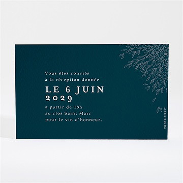 Carton d'invitation mariage bleu royal - Dos du carton