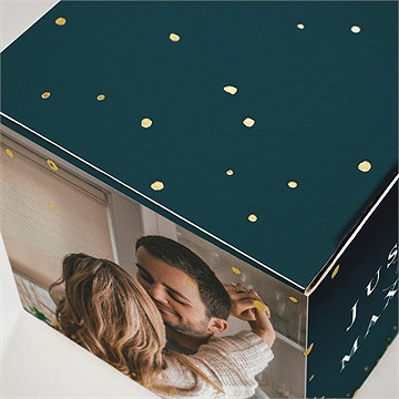 Boîte de dragées mariage bleu royal - Marquage à chaud OR