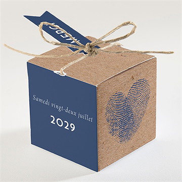 Boîte de dragées mariage uniques empreintes - Dos de la boîte