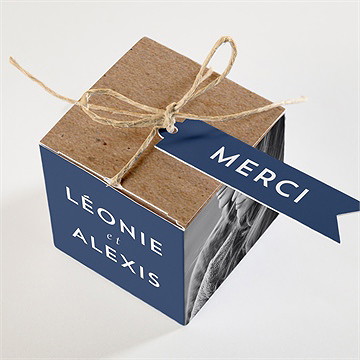 Boîte de dragées mariage uniques empreintes - Dessus de la boîte