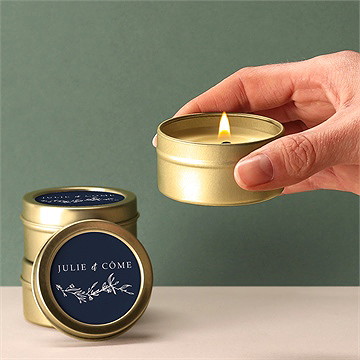 Bougie mariage bleu minéral - Mise en situation