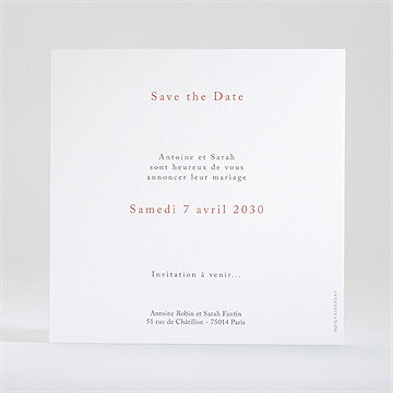 Save the Date mariage notre promesse - Dos de la carte