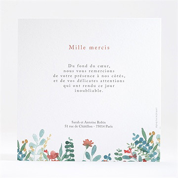 Remerciement mariage notre promesse - Dos de la carte