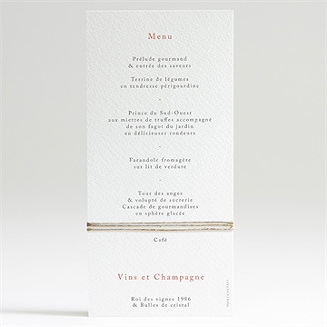 Menu mariage notre promesse - Dos du menu