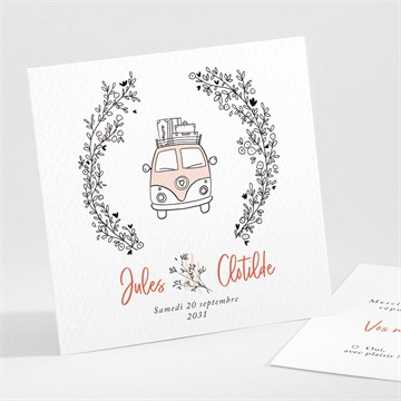 Carton réponse mariage champetre van life