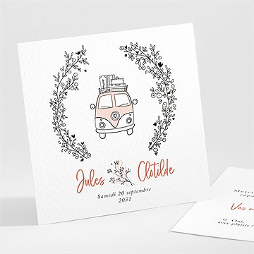 Carton réponse mariage champetre van life