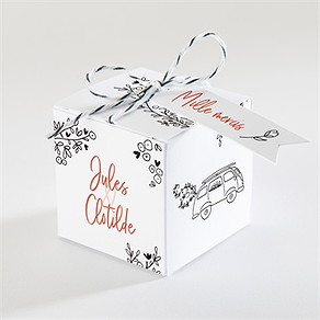 Boîte de dragées mariage champetre van life