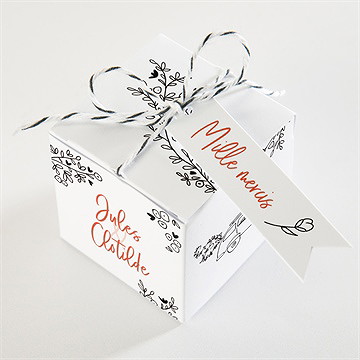 Boîte de dragées mariage champetre van life - Dessus de la boîte