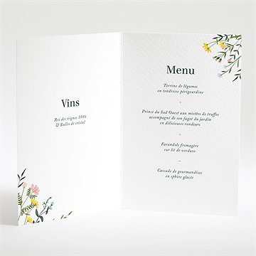 Menu mariage encadrés - Intérieur du menu