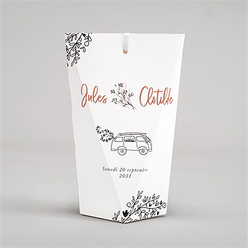 Boîte surprise mariage champetre van life - Dos de la boîte