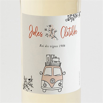 Etiquette de bouteille mariage champetre van life