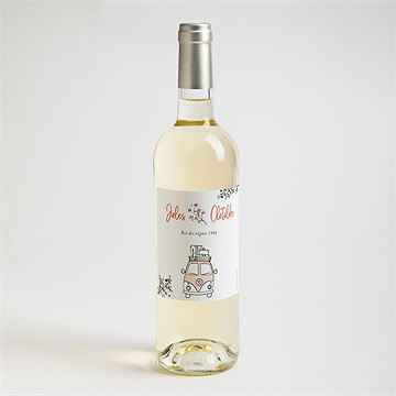 Etiquette de bouteille mariage champetre van life - Mise en situation