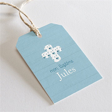Etiquette baptême noeud et croix