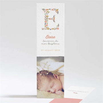 Signet baptême initiales à motifs étiquette