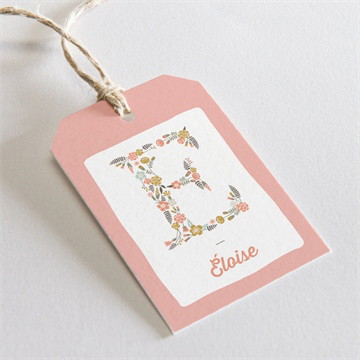 Etiquette baptême initiales à motifs étiquette