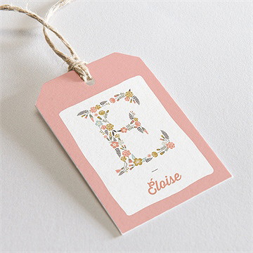 Etiquette baptême initiales à motifs