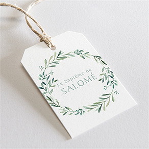 Etiquette baptême feuilles et or