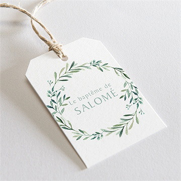 Etiquette baptême feuilles et or