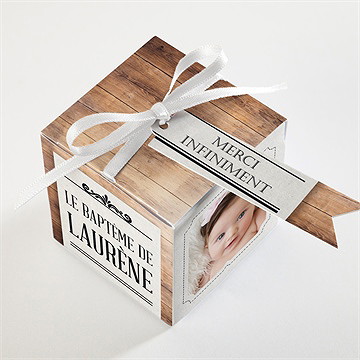 Boîte de dragées baptême maison du baptême ! - Dos de la boîte