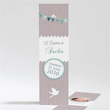 Signet baptême colombe et banderoles