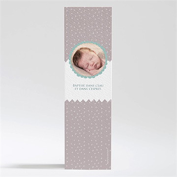 Signet baptême colombe et banderoles - Dos du signet