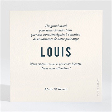 Remerciement naissance baby love - Dos de la carte