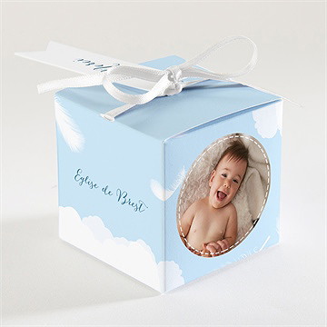 Boîte de dragées baptême duvet tout en rondeur - Dos de la boîte