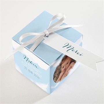 Boîte de dragées baptême duvet tout en rondeur - Dessus de la boîte